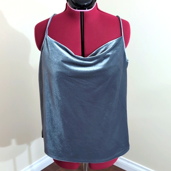 Joe Fresh| NWT Silver Velour Bikini Strap Tank Top Polyester Blend - Picture 1 of 13